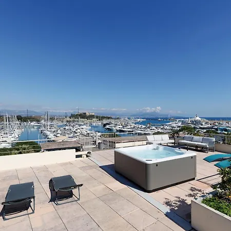 Rooftop -vue Port, 4 Pers, Climatise, Terrasse, Jaccuzi, Parking 아파트 앙티브